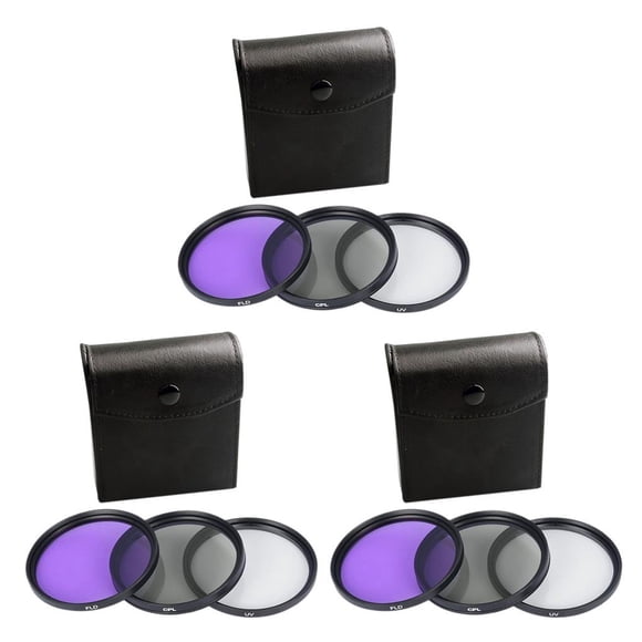 Sidaley Juego de filtros de lente 3 en 1 CPL FLD de luz púrpura de 3 piezas con bolsa 49MM 52MM 55MM 58MM 62MM 67MM 72MM 77MM Filtrado Type1 NO1