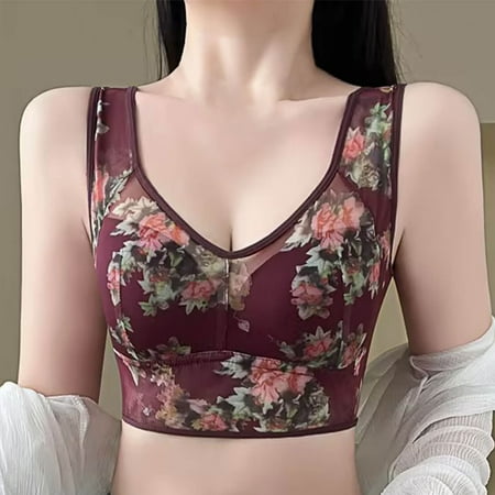 Ndbuld Bras for Women Women Oversized Thin Lingerie with A Large Chest and No Steel Ring Sports Bra Gathered Sagging and Beautiful Back Daily Bra Clearance Sales online Deals 2XL-5XL 3XL Purple
