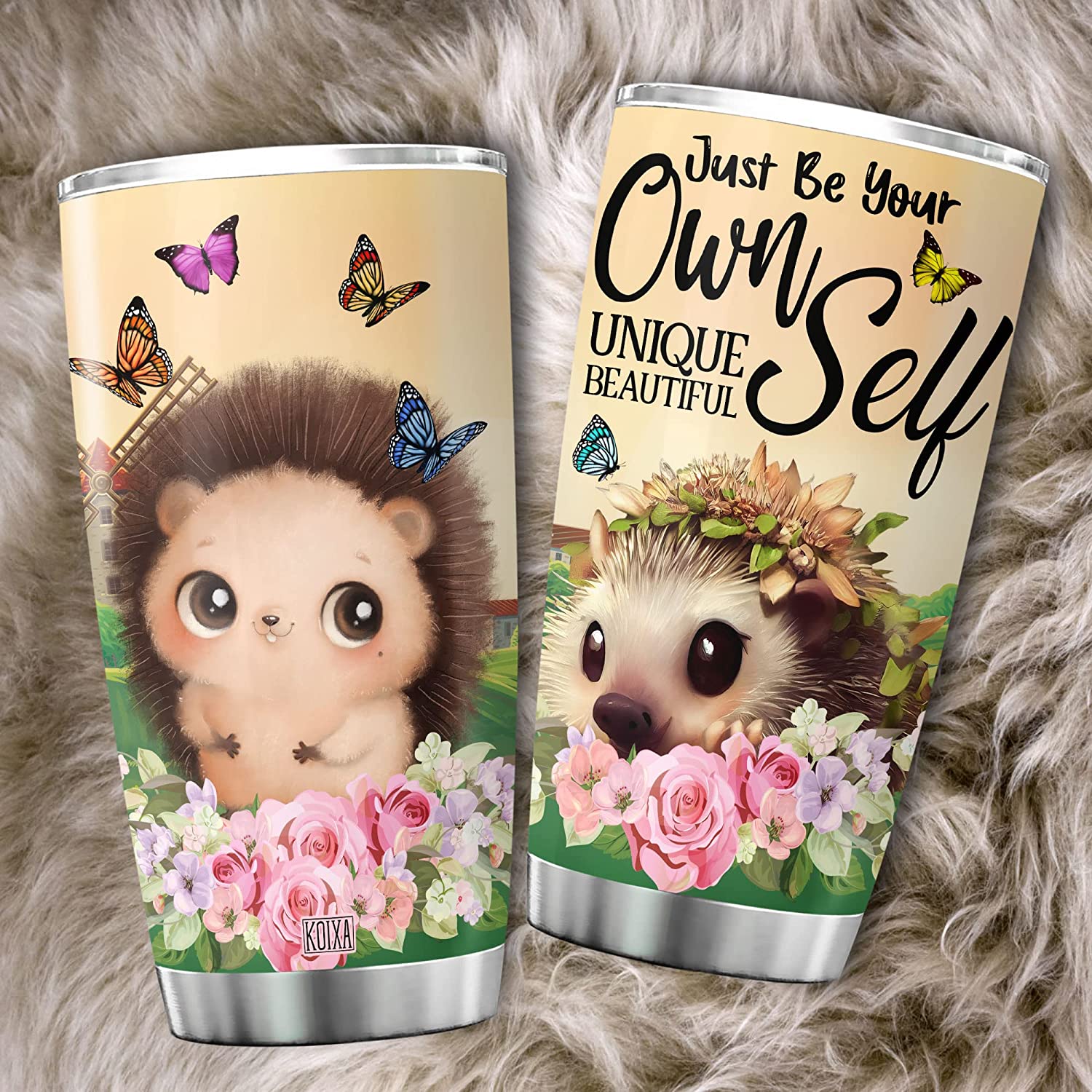 Hedgehog Tumbler, Cute Skinny Tumbler with Straw and Lid, Cute Hedgehog Gifts for Women, Hedgehog Cup/Coffee Travel Mug, Unique Birthday Gifts for