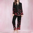 thumbnail image 3 of Iyufng Valentines Day Pajama Sets for Women Plus Size,Womens Pajama Sets Long Sleeve Casual Fashion Valentine's Day Printed V-Neck Lapel Sleepwear Sets (Top+Pants) S-XXL, 3 of 6