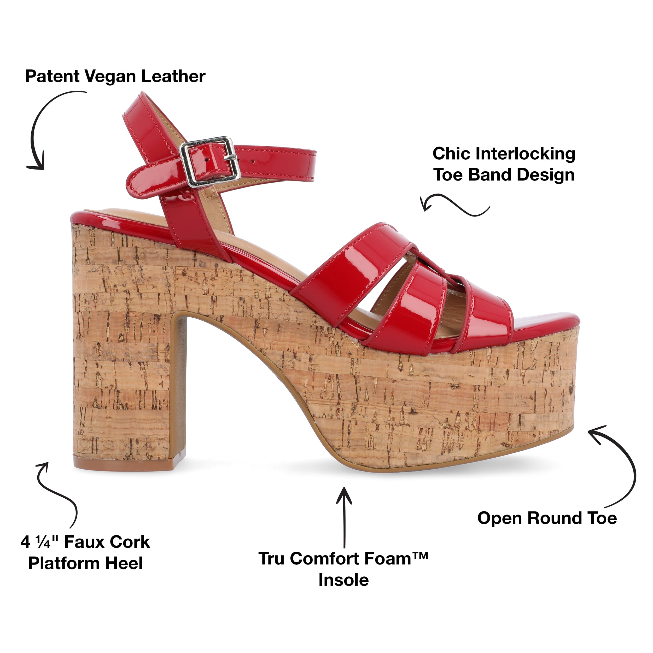 Journee Womens Jania Buckle Platform Sandals