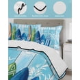 thumbnail image 4 of Quilts Twin Size Bedding Set, Blue Surfboard Lightweight Quilted Comforter, Summer Beach Tropical Coconut Tree Wooden Soft Reversible Bedspread Coverlet with Pillow Covers for All Season, 68" x 86", 4 of 7