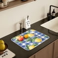 thumbnail image 5 of Yayeee Dish Drying Mat for Kitchen Counter 18" x 24" Microfiber Super Absorbent Coffee Decorative Pad, Blue Plaid Lemon, 5 of 9