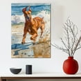 thumbnail image 5 of Funny Dog on Beach Canvas Wall Art, German Pinscher Dog Picture Ocean Artwork for Bathroom Bedroom Living Room, Art Decor 8x12 Inches, 5 of 6