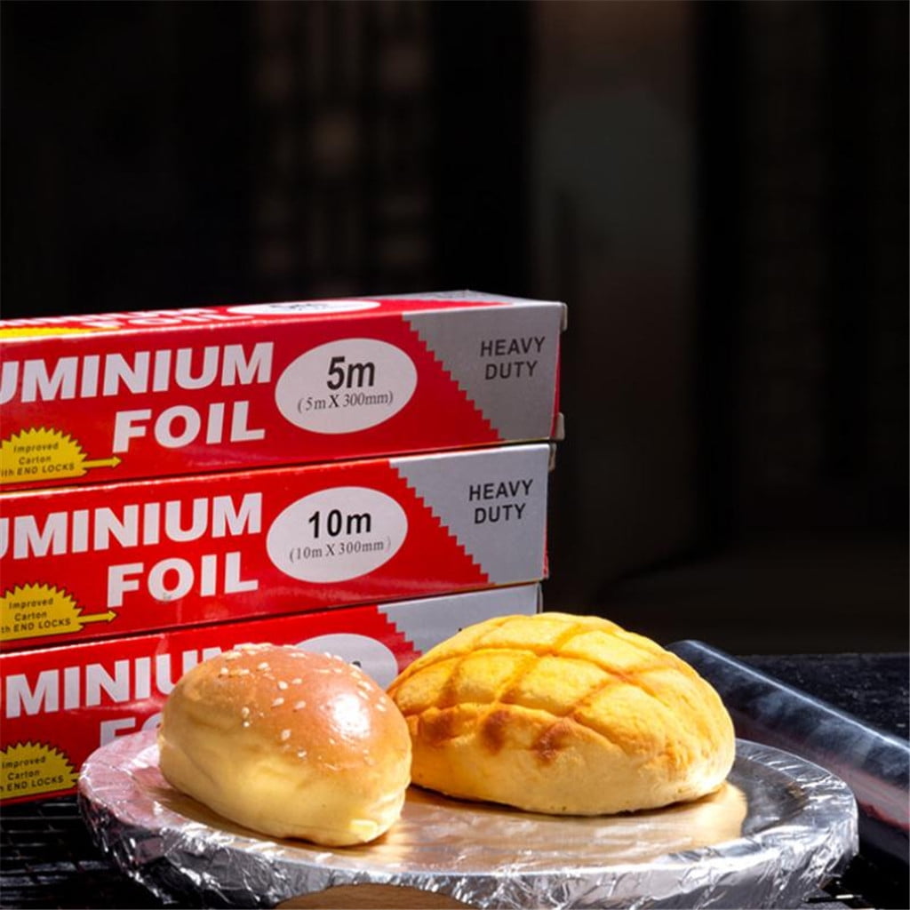 Food Grade Disposable Aluminum Foil Roll Heat Resistant Tin Foil For Baking Barbecue Air Fryer Non-Toxic Aluminum Foil Wrap For Kitchen Cooking Heavy Duty BBQ Foil Paper For Outdoor Grilling