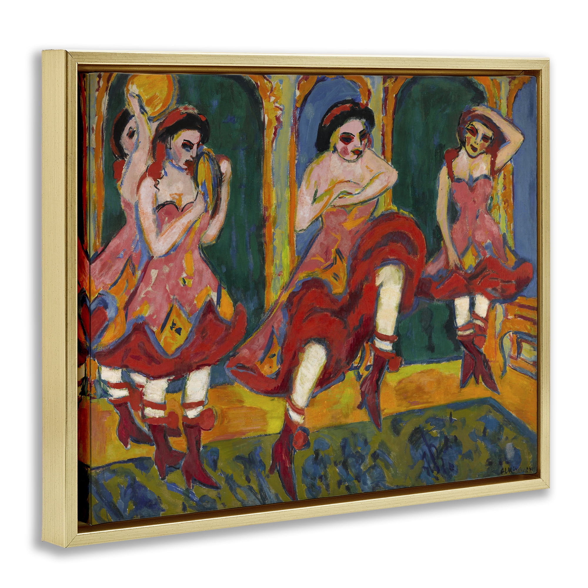 Stupell Industries Classic Czardas Dancers People Painting Gold Floater Framed Canvas Art Print Wall Art, 31 x 25