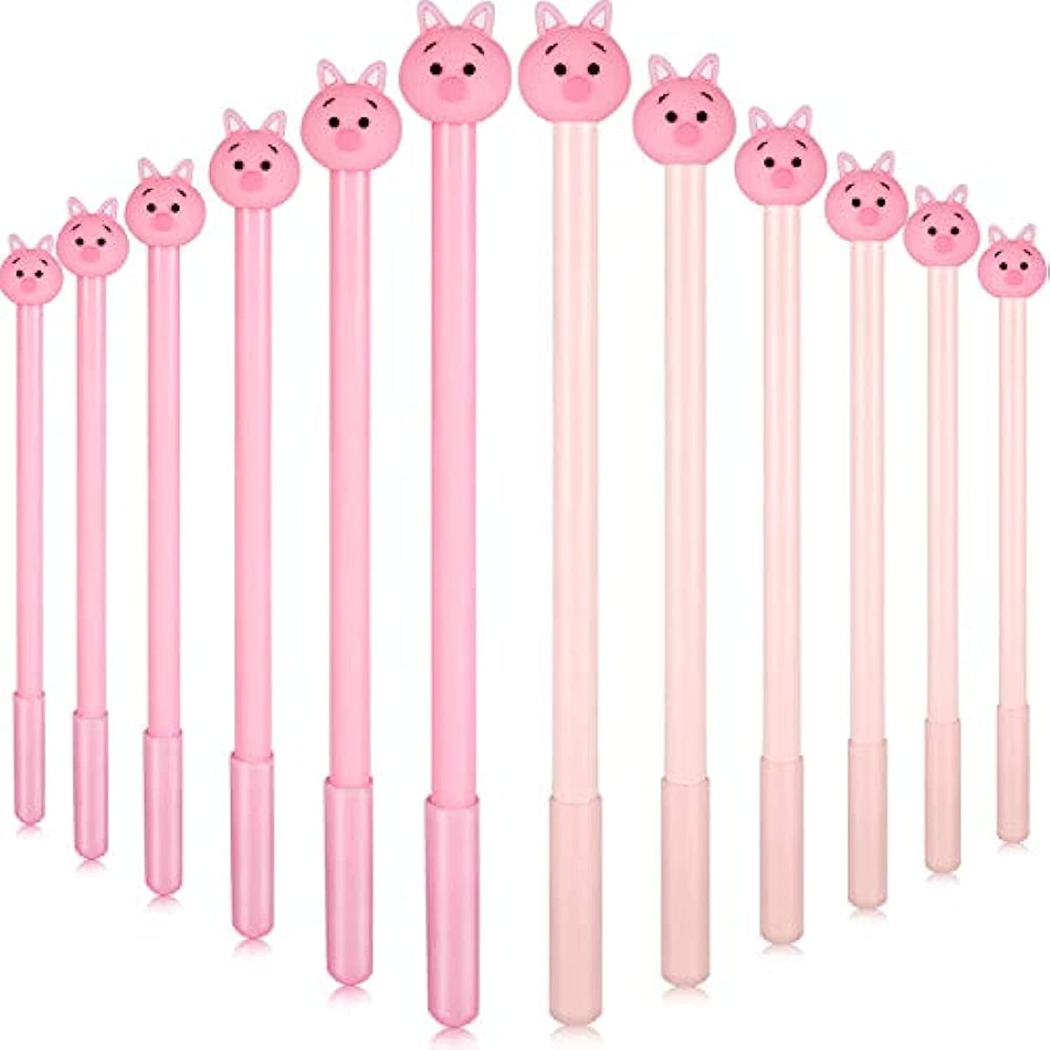 WSNIJFU 24 Pieces Cute Pig Writing Pen Pig Gel Ink Pen Pink Pig Roller Ball Gel Ink Pen with 0.5 mm Fine Point Black Ink Pen for Office Home Writing Present Supplies