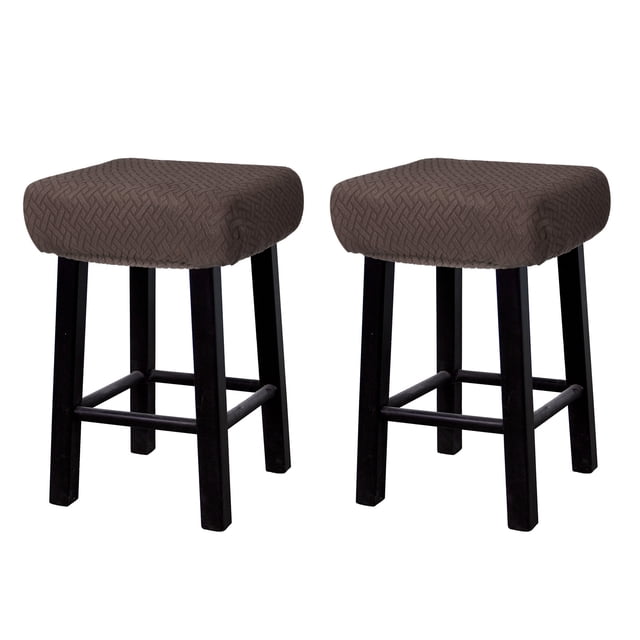 2pcs Fundas para Taburetes Rectangulares, Fundas para Taburetes de Bar, Funda para Asiento de Silla de Banco de Madera Marrón Oscuro
