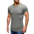 thumbnail image 2 of HUANBAI Men's Muscle T Shirts Stretch Short Sleeve V Neck Bodybuilding Workout Tee Shirts Ribbed Knit Shirt, 2 of 6