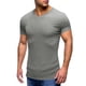 thumbnail image 1 of Camiseta de cuello en V ajustada para hombre: camiseta elástica de manga corta para culturismo, 95 % poliéster, 5 % elastano, tejido de canalé para el gimnasio y el entrenamiento., 1 of 6