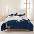 thumbnail image 3 of Queen Quilt Set 90''x96'', Blue Marble Crack Lightweight Bedspread Coverlet Set with 2 Pillow Shams, Modern Abstract Geometric Texture Breathable All Season Quilt Bedding for Bedroom/Guest Room, 3 of 9