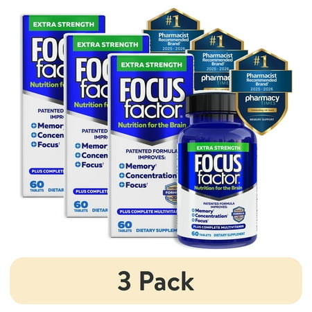 (3 pack) FOCUS FACTOR Extra Strength (60 Count) – Brain Supplement for Memory Concentration and Focus