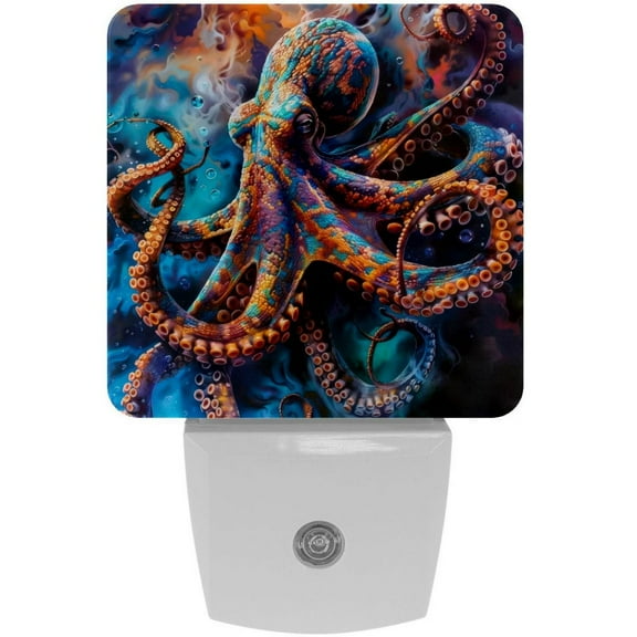 PhooArto Ocean Octopus Colorful Plug in LED Night Light Auto Sensor Dusk to Dawn Decorative Night for Bedroom, Bathroom, Kitchen, Hallway, Stairs, Baby's Room, Energy Saving