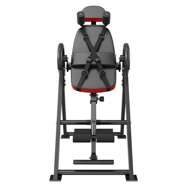KFFKFF Table d'Inversion pour Soutien du Dos, Limite de Poids de 300 Lb, Dispositif Durable d'Étirement du Dos, Comprend Appuie-Tête, Fermoir de Cheville Sécuritaire et Sangle de Sécurité Ajustable, en Rouge et Noir