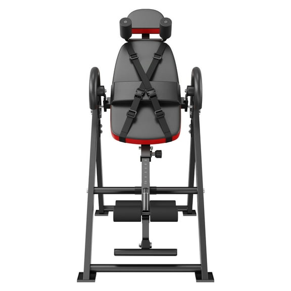 KFFKFF Inversion Table for Back Support, 300 lbs Weight Limit, Durable Back Stretching Device, Includes Headrest, Secure Ankle Clasp, and Adjustable Safety Strap, in Red and Black