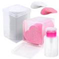 thumbnail image 1 of 400 toallitas para uñas sin pelusa, 1 botella dispensadora de bomba desplegable, súper absorbentes, suaves, no tejidas, toallitas de pegamento para pestañas, extensiones de pestañas, toallitas de limp, 1 of 5
