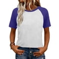 thumbnail image 2 of Women's Short Sleeve Color Block Raglan Sleeve Casual T-Shirt for Spring and Summer, 2 of 7