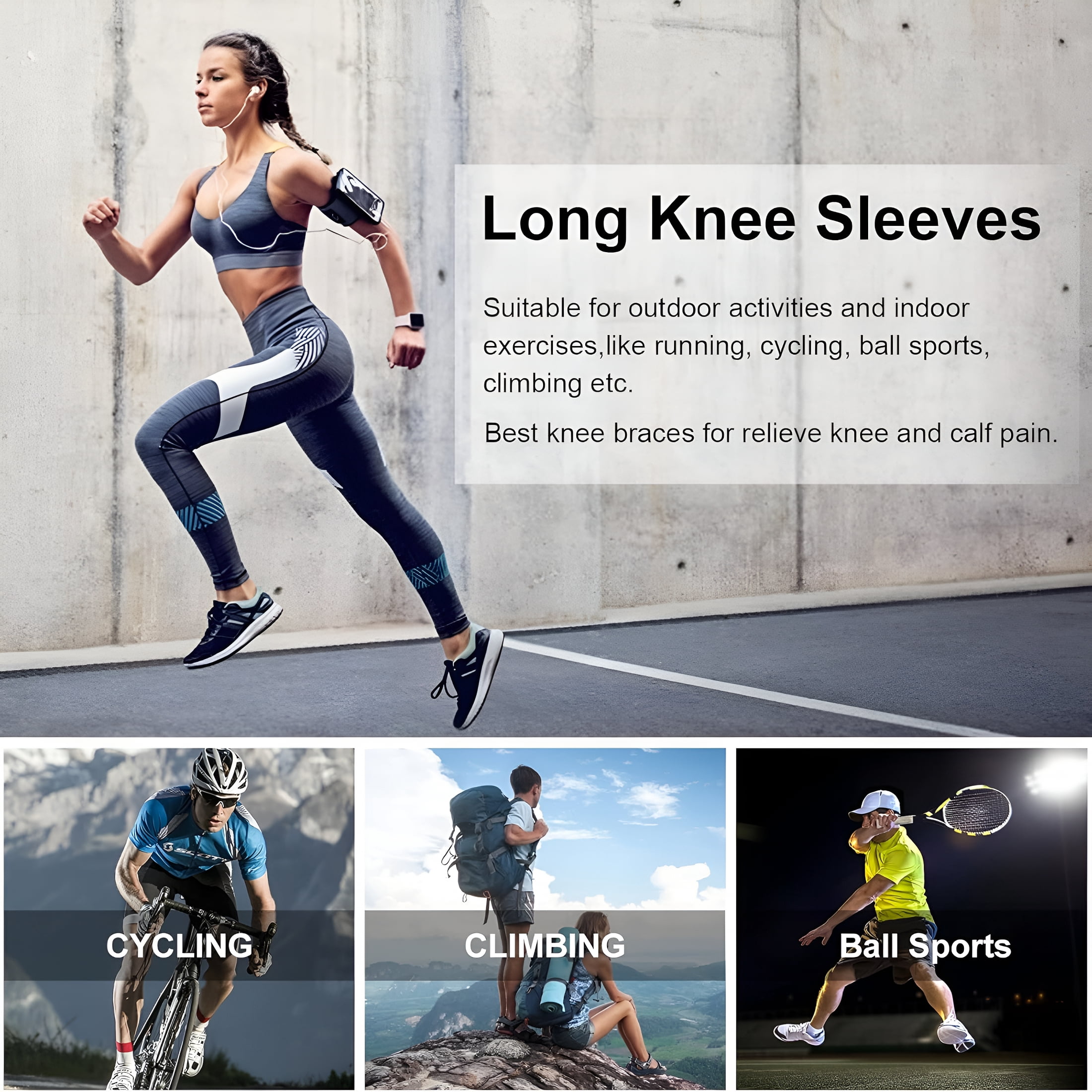 XIRQI Full Leg Sleeves Long Compression Leg Sleeve Knee Sleeves Protect Leg, for Man Women Basketball, Arthritis Cycling Sport
