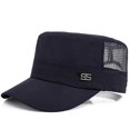 thumbnail image 1 of Men Solid Snapback Mesh Trucker Vintage Flat Peak Baseball Caps Cadet Hat, 1 of 1