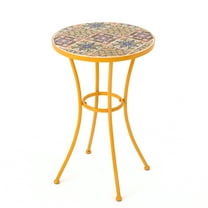 GDF Studio Zavier Outdoor Ceramic Tile Side Table, Yellow