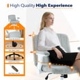 thumbnail image 2 of Ktaxon Office Chair with Chenille Fleece Upholstery, Flip-Top Armrest Desk Chair on Metal Star Base, Adjustable Height & Quiet Casters for Home Study Blue-Green, 2 of 8