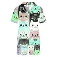 thumbnail image 4 of KIHOUT Womens Summer Fashion Cute Cat Pattern Pajama Two-piece Set ,V-Neck Short Sleeve Button Shirt with Pocket,Elastic Waist Pajama Shorts,Ladies Home Casual Pajama Sets S-2XL, 4 of 4
