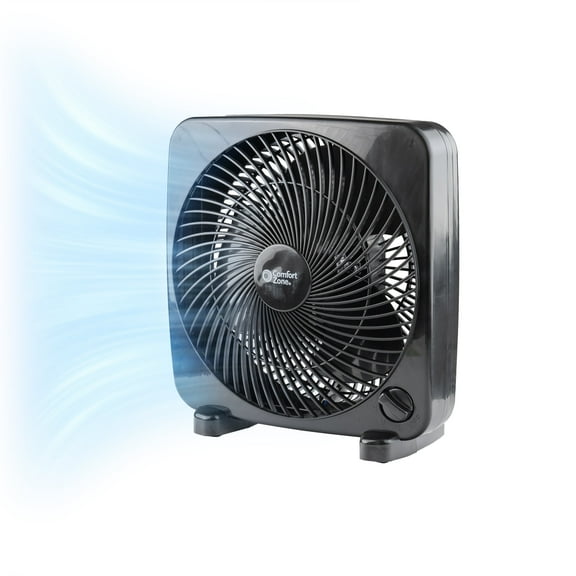 Comfort Zone 9" Portable Box Fan, Black