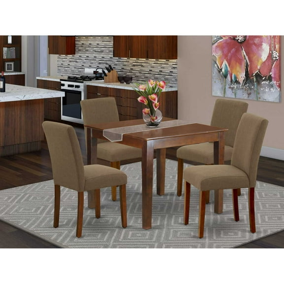 East West Furniture Oxford 5-piece Wood Dining Set in Mahogany/Coffee