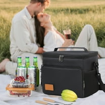 LHNFT Large Lunch Bag Insulated Lunch Box Soft Cooler Cooling Tote for Adult Men Women, Black 12-Ca, Beach Vacation Essentials
