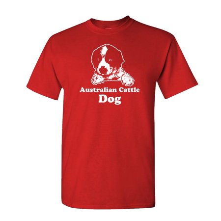 AUSTRALIAN CATTLE DOG - Unisex Cotton T-Shirt Tee Shirt, Red, XL