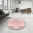 thumbnail image 4 of Ahgly Company Tapis Rond Lavable en Machine Intérieur Transitionnel Rose Gomme à Bulles Rose, 4 Pieds Rond, 4 of 7