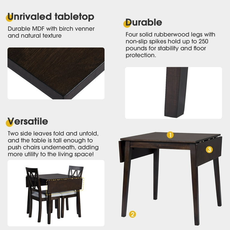 Walmart 5-Piece Dining Set, Acacia Wood Table & Chairs, Black