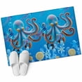 thumbnail image 2 of Summer Coastal Washable Small Entryway Area Rugs 2'x3', Ocean Blue Octopus Jellyfish Nautical Coral Bubble Low Pile Throw Rug Non-Slip Sturdy Edge Binding Carpet for Front Door Floor Room Entry, 2 of 9