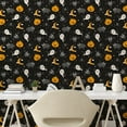 thumbnail image 2 of Ambesonne Halloween Peel & Stick Wallpaper for Home, Cat Bat Ghost Pumpkin Art, 13"x36", Orange Grey Black, 2 of 5