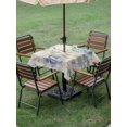thumbnail image 5 of Square Outdoor Tablecloth with Umbrella Hole Blue Purple Peony Outside Table Cloth Waterproof Patio Table Cover Vintage Floral Botanical Zipper Tablecloths for Picnic Party Camping 54x54 Inch, 5 of 8