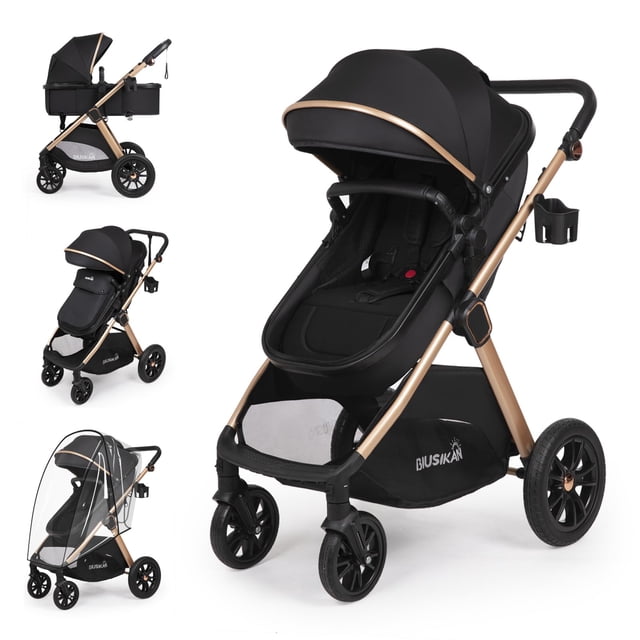 Cochecito de bebé BIUSIKAN convertible 6 en 1 con capazo y acceso.