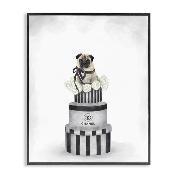Stupell Industries Eclectic Fashion Box Stack Pet Dog Grey Black Framed Giclee Art, 11 x 14, by Ziwei Li
