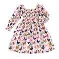 thumbnail image 2 of KYAIGUO Toddler Kids Girls Flare Sleeve Dresses Spring Floral Princess Dress Fall Square Neck Onesies Prints Skirt for 3-7 Years Old, 2 of 10