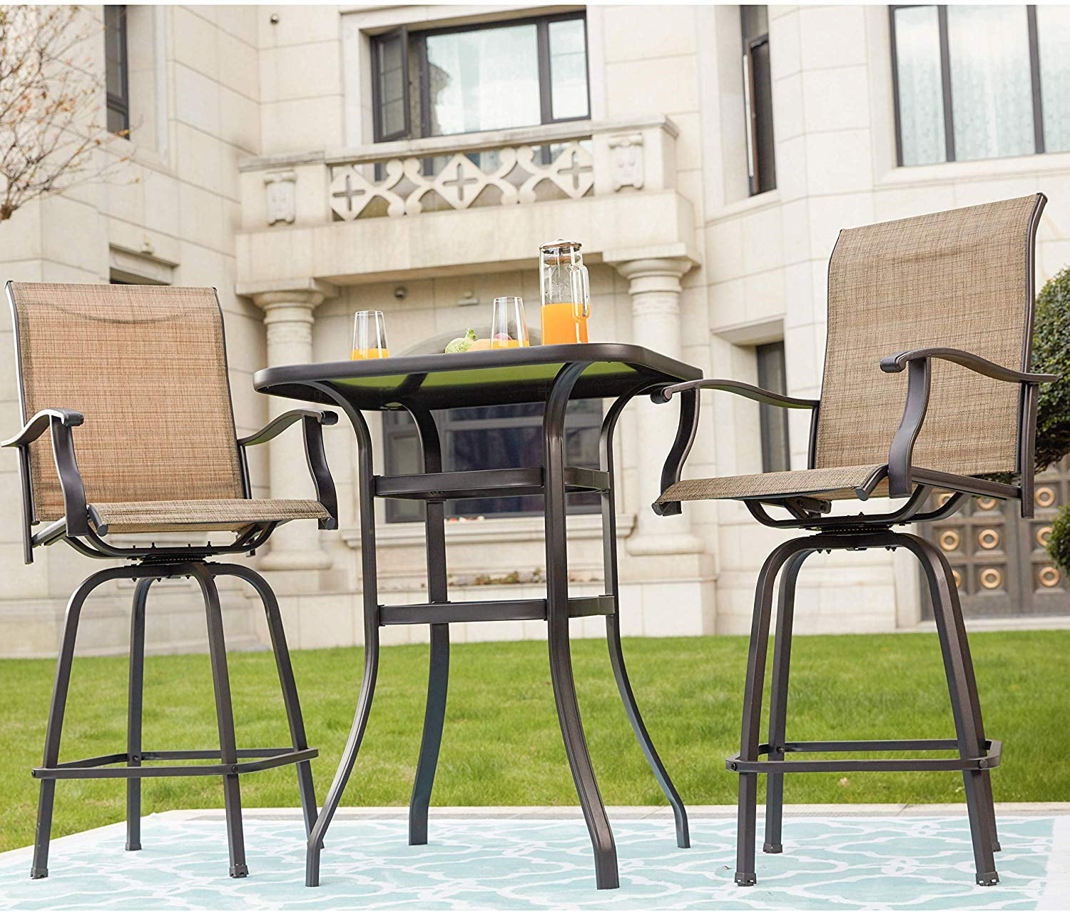 Outdoor Bistro Table Sets / 3pcs Outdoor Patio Furniture Cast Aluminum