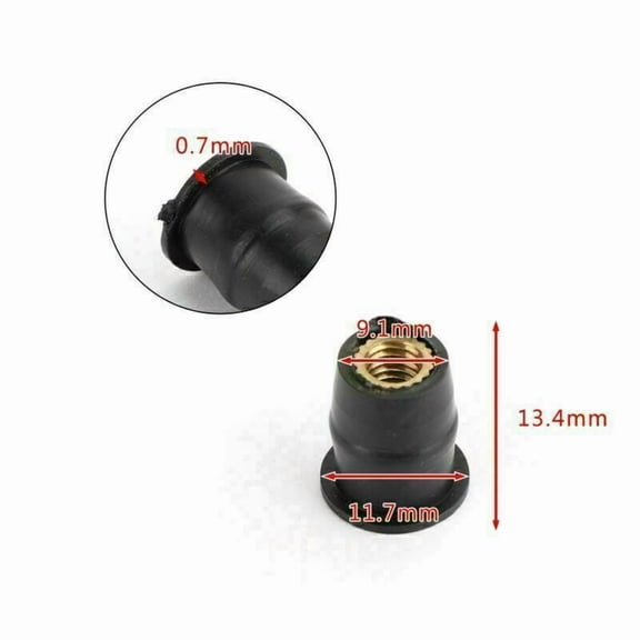 100 Count 10-32 M5 Rubber Well Nut Kit for Windscreen and Fairing Installation