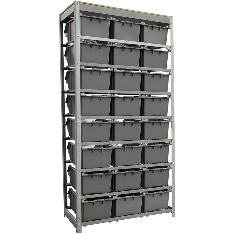 KING'S RACK Gray 4-Tier Boltless Bin Storage Shelving System Garage Storage  Rack (8 Plastic Bins in 4 Tier) GT0936 - The Home Depot