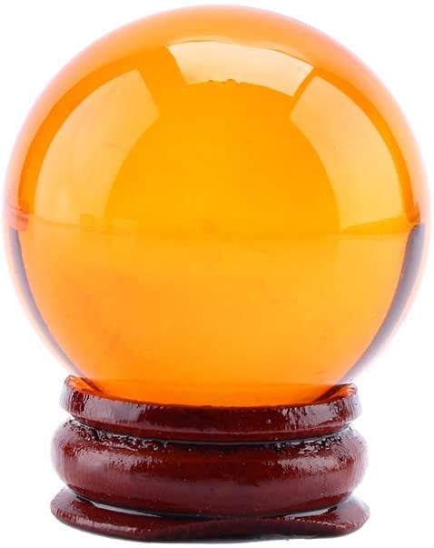 Stand Amber Asian Rare Natural Quartz Magic Crystal Healing Ball Sphere 40mm 