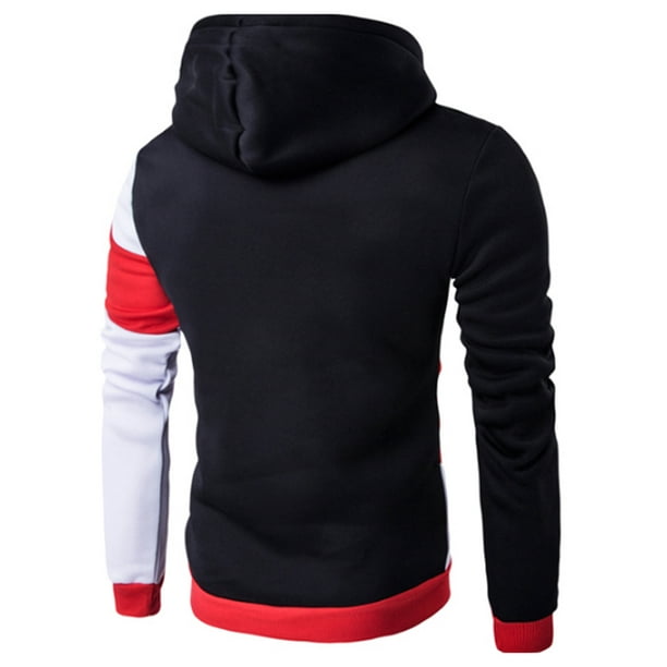 Men's Fashion Jackets Color Matching Casual Hoodie Tops Long