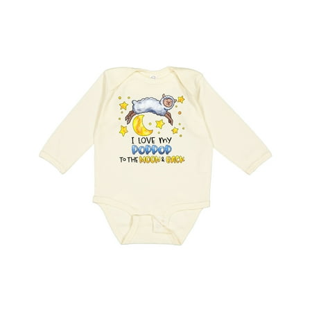 

Inktastic I Love My Poppop to the Moon and Back Cute Sheep Gift Baby Boy or Baby Girl Long Sleeve Bodysuit
