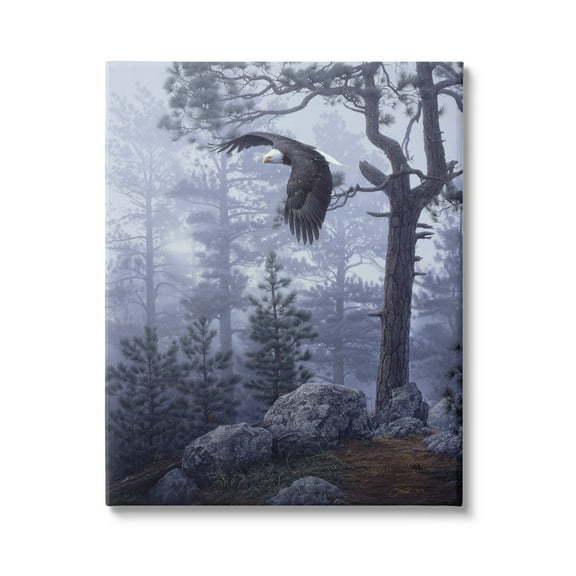 Stupell Industries Eagle Flying Woodland Scene Animals & Insects Photography Gallery Wrapped Canvas Print Wall Art