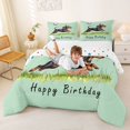 thumbnail image 3 of Homewish Dachshund Balloon Full Size Comforter Sets,Pet Lovers Bedding Comforter Set,Green,Happy Birthday Print Decor,Polkadot Reversible,3-Piece,1 Comforter and 2 Pillowcases, 3 of 7