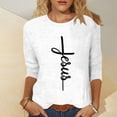 thumbnail image 2 of TSADFHJI Hauts pour Femmes Hiver Mode Décontractée Col Rond Manches Mi-Longues Printemps Confortable Thème de Pâques T-Shirt Imprimé 4 TG Blanc, 2 of 4