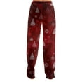 thumbnail image 5 of Women's Casual Fashion Christmas Pajama Pants, Long Sleepwear Trousers for Sports and Home Use, Comfortable and Soft Material for Nightwear and Lounging,Deep Red,XL, 5 of 6