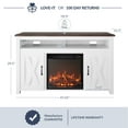 thumbnail image 4 of BELLEZE Modern 48 Inch Barn Door Wood TV Stand with 18 Inch Electric Fireplace & Media Entertainment Center Console Table for TV up to 50 Inch with Two Open Shelves and Cabinets - Corin (White), 4 of 7