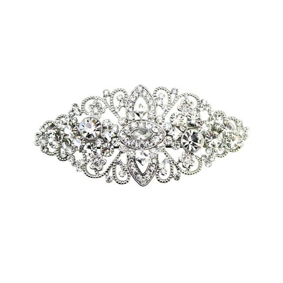 Faship Gorgeous Clear Crystal Floral Hair Barrette